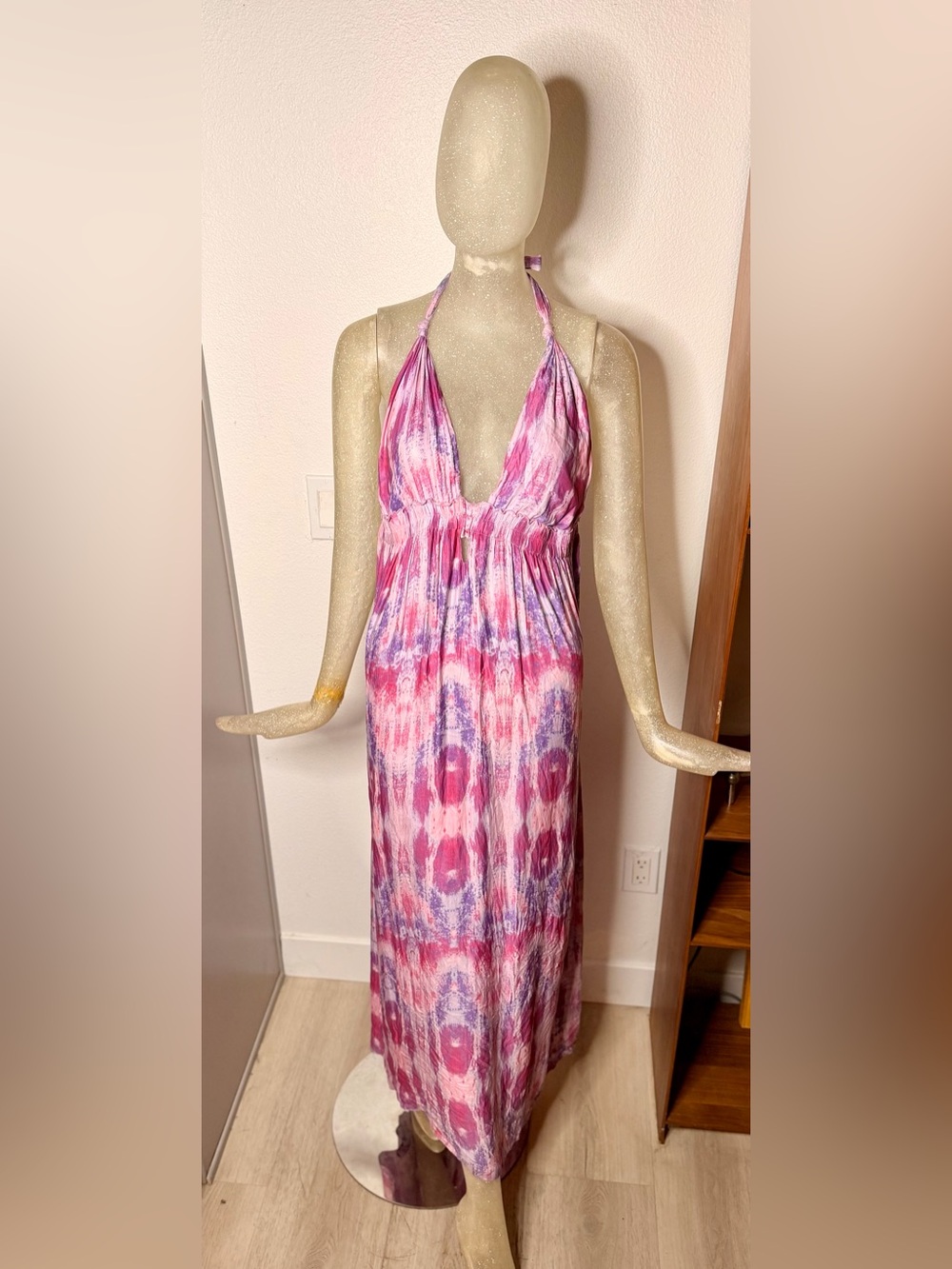 LoveShackFancy Shibori Print Pink and Purple Tie-Dye Maxi Dress. Size 1/Small